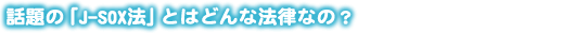 �b��́uJ-SOX�@�v�Ƃ͂ǂ�Ȗ@���Ȃ́H