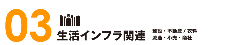 生活インフラ関連　建設・不動産／衣料／流通・小売・商社